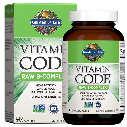 [BRSWI23RCZ4QOCDC] Garden of Life Vitamin B Complex, 120 Vegan Capsules, High Potency Vitamins for Energy & Metabolism with B6, Folate & B12 as Methylcobalamin Plus Probiotics