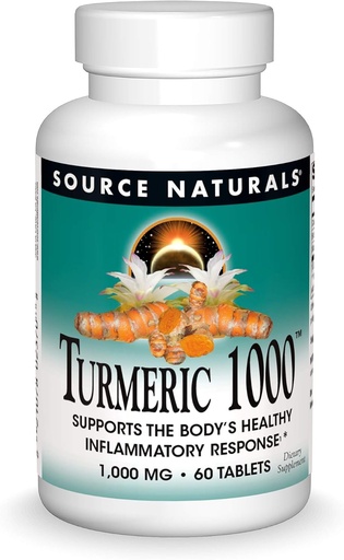 [BRSWIYLQCUPGM33O] Source Naturals Turmeric 1000, Supports The Body’s Healthy Inflammatory Response*, 1,000mg - 60 Tablets