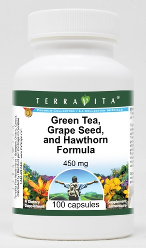 [BRSWI2QRPMNWOGD4] High Blood Pressure Support - Green Tea, Grape Seed and Hawthorn - 450 mg (100 Capsules, ZIN: 517080)