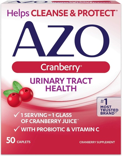 [BRSWG233CAFQO3TP] AZO Cranberry Urinary Tract Health Dietary Supplement Caplets - 50 Ct., Pack of 6