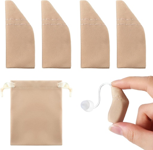 [BRSRAEA7CAOQECQ7] Nuanchu 2 Packs Hearing Aid Comfort Protection with Storage Bag Hearing Aid Cover Fits 1" to 1.25" Protect Amplifiers from Dirt, Sweat, Wind(Fits 1" to 1.25",Khaki)
