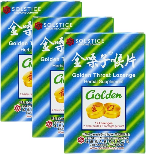 [BRSWKG35OUMRYGAZ] Goldenגרון Lozenge Cough Drops (Jinsangzi Houpian) (12 Lozenges Per Pack) (3 Packs)