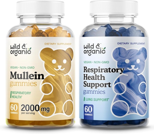[BRSRAGQPB4CBA2Y7] Wild & Organic Mullein Gummies & Lung Detox Gummies - 60 Count