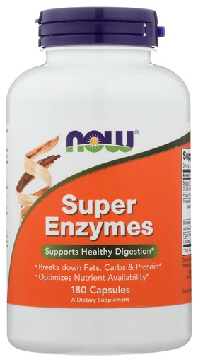 [BRSWIG37OIFREAYZ] NOW Supplements, Super Enzymes, Formulated with Bromelain, Ox Bile, Pancreatin and Papain, Super Enzymes, 180 Capsules