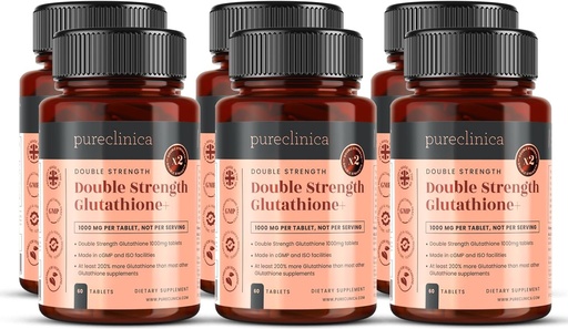 [BRSWKZAMOABQAYLY] Glutathione 1000mg x 360 tabletter (6 flaskor av 60) - w / 500mg Glutathione, 300mg ALA och 200mg VIT C per tablett