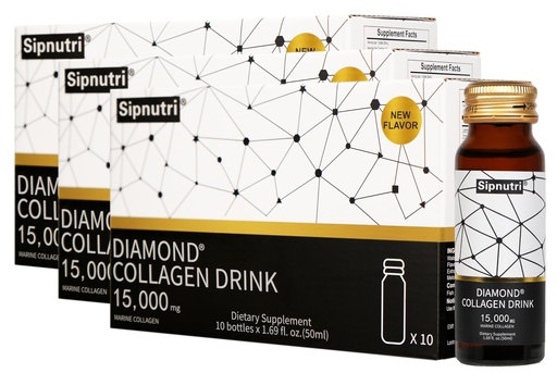 [BRSWYBT7BEAREGTB] Diamond Liquid Collagen Drink for Women & Men, 15000 mg Hydrolyzed Marine Collagen Peptides with Vitamin C, Pomegranate, Hair Skin Nails Joints Bones Support, 50 ml x 30 Bottles
