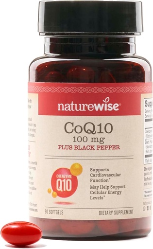 [BRSRAZ35DEJQEFD6] NatureWise CoQ10 100mg + Black Pepper Softgels - High Absorption Coenzyme Q10 + Black Pepper - Antioxidant for Heart Health + Cellular Energy - Vegan, Non-GMO, Gluten-Free - 90 Count[90-Day Supply]