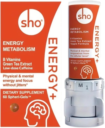 [BRSWKHAIBMGGY3DC] SHO Vegan Energy+ Focus Supplement Kit - Matcha Green Tea Extract, Methylated B Complex, Vitamin B and Caffeine Natural Energy Booster Without Crash, Jitters for Men and Women - 60 Pills Refill Bottle