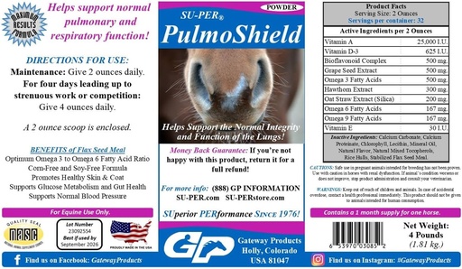 [BRSROAQQCENWODY2] SU-PER PulmoShield Horse Respiratory Supplement - Supports Healthy Lung Function in Horses - Normal Pulmonary & Respiratory Support - Horse Vitamins & Minerals - 4 Pound, (2 Pack)