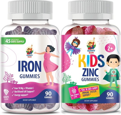 [BRSROC34BEFGADY3] SUNNY SAM Sink Gummies for barn og jern Gummies for voksne, jernvitaminer med vitamin C