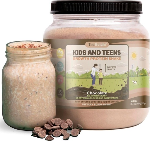 [BRSROZIPOIMWC3L3] TruHeight Growth Protein Shake (Chocolate Milk Flavor, Whey) Natural Growth & Development Protein Powder for Kids & Teens - Weight Gain Drinks - Endorsed by Pediatricians, Picky Eater Vitamin, Ages 4+