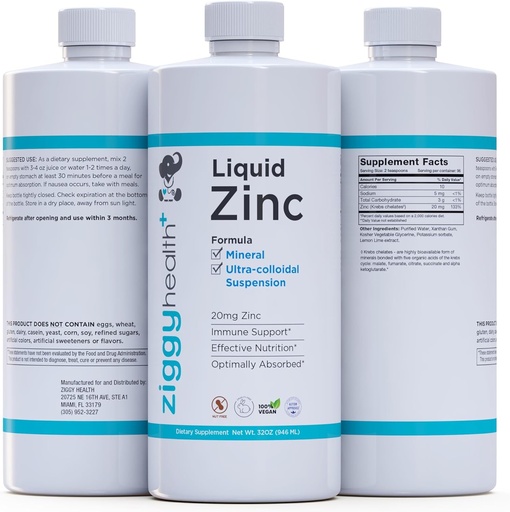 [BRSW2BIKAUNAY2A3] Liquid Zinc - Daily Immune Support Zinc Sulfate, Liquid Zinc Supplements, Detox & Skin Care Supplements, Kids & Adult Vitamins, Liquid Vitamins, Zinc for Kids, Gluten Free, Vegan (32 oz)