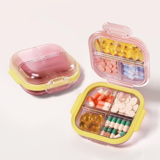 [BRSRAHAYOYPAMFLL] Trường hợp nhỏ co giãn với 7 so sánh lớn, dễ dàng mở hộp Daily Pill cho Purse, Trader Pill Organzer Pill Holder cho vitamins, bổ sung và y tế (Pink)