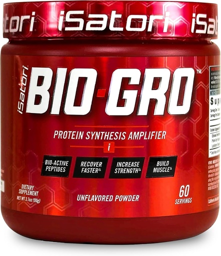 [BRSWIF36PMEGY2L6] iSatori BIO-GRO Protein Synthesis Amplifier, for Muscle Recovery & Growth, Enhanced Stimulant Free Pre Workout & Colostrum Supplement with Bio-Active Peptides- Unflavored (60 Servings)
