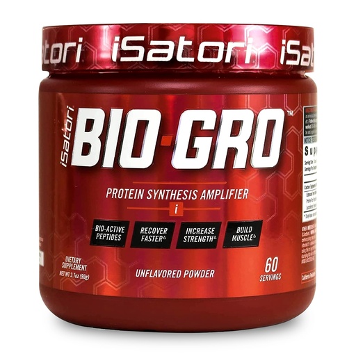 [BRSWIF36PMEGY2L6] iSatori BIO-GRO Protein Synthesis Amplifier, for Muscle Recovery & Growth, Enhanced Stimulant Free Pre Workout & Colostrum Supplement with Bio-Active Peptides- Unflavored (60 Servings)
