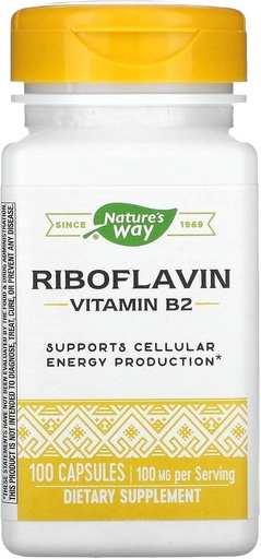 [BRSWIYYMOJ4RAE32] Nature's Way Vitamin B2, 100 mg Riboflavin, 100 Capsules, Pack of 2