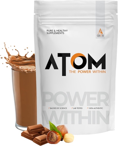 [BRSW2A32AAFQGEY6] Asitis Nutrition AS-IT-is Atom Whey Protein 1kg/35.2 Oz with Digestive Enzymes | USA Labdoor Certified for Accuracy & Purity | Choco Hazel Fusion Flavor | 27g Protein | 5.7g Bcaaâ