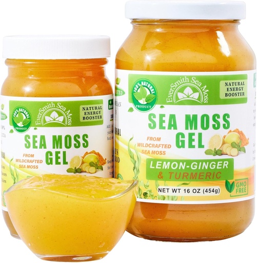 [BRSWYEIBBAHAMC3H] Wildcrafted Irish Sea Moss Gel | Made in USA | Rich in Vitamins & Minerals | Sea Moss Gel Raw | Nutritional Supplement | Lemon Ginger (16 oz)