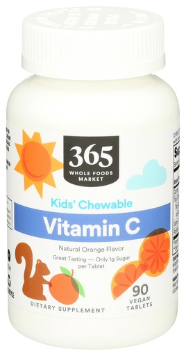 [BRSWGZQBOUBGAAAY] 365 by Whole Foods Market, Kid' Chewable Vitamin C, Natural Orange Flavor, Vegan, 90 Count