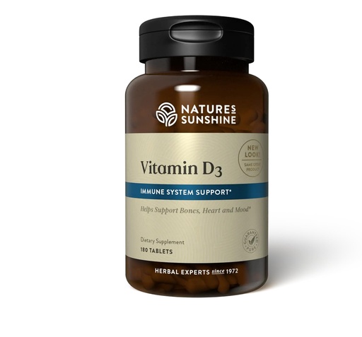 [BRSWGFAPPJ6GO3DX] Nature's Sunshine Vitamin D3, 180 Tablets | Supports Bone Health, Contributes to Overall Health, and May Improve Mood