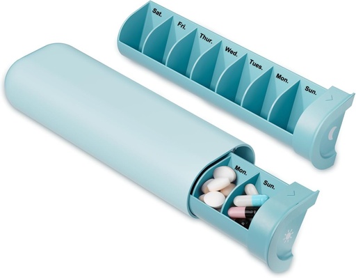 [BRSRAGQTCMJWCDT3] Upgraded Pill Organizer 2 Times a Day, AM PM Pill Box 7 Day, Weekly Travel Pill Container, Cute Pill Case for Vitamin, Medication, Vitamins, Fish Oils and Supplements (Blue)