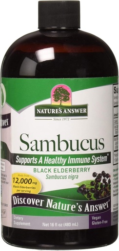[BRSWK2Q2OZ6BUEDO] Naturens svar Sambucus Elderberry Syrup 16 Ounce | Great Tasting Immune Support Supplement | Antioksidant, Vegan, Glutenfri, laget i USA | Single Count