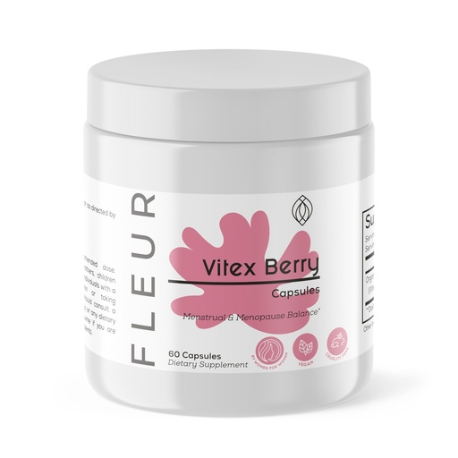 [BRSROHY7CQPW233Z] FLEUR Vitex Capsules, Vitex Chasteberry for Hormone Balance for Women, PCOS Supplement Helps Maintain Progesterone Level for Menstrual Cycle Support, Fertility & PMS Support, 500mg, 60Ct