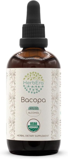 [BRSROZQLB4PQIALH] HerbEra Bacopa A120 USDA Organic Tincture | Alkohol Extract, High-Potency Herbal Drops, Relaxation, Positive Cognitive Effect | Certified Organic Bacopa (Bacopa Monnieri) Torkade Herb (4 fl oz)