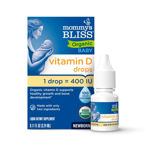 [BRSWKFA2DJ6GMH3G] Mommy's Bliss Organic Drops No Artificial Color, Vitamin D, 0.11 Fl Oz