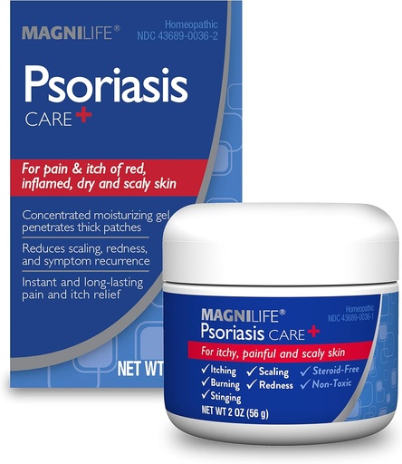 [BRSWGED5B56RACLU] MagniLife Psoriasis Care+, Natural Itch and Pain Relief, Moisturization은 몸과 스칼프에 적색, 확장 및 플레킹을 줄이는 데 도움이됩니다. 비 독성 - 2oz