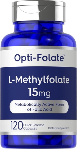 [BRSWGGIZBF6AIAL6] קרליל L Methylfolate 15 מ"ג | 120 קפסולות | גודל ערך | Max Potency | אופטימיזציה והפעלה | Non-GMO, Gluten Free | Methyl Folate, 5-MTHF | מאת Opti-Folateate