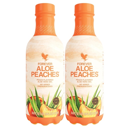 [BRSRMHA6AUJWYHQ3] Forever Living - Aloe Peaches - Pure Aloe with Real Peach Flavor - Supports Digestion and Immunity - Vegan and Gluten-Free - 33.8 fl oz (2-Pack)