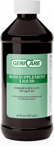 [BRSWGCT3C5YBUHLB] GeriCare 220 High Potency Liquid Iron Supplement | Liquid Iron for Adults | for Anemia and Iron Deficiency | 220mg of Iron Per 5mL Dose. (Pack of 1)