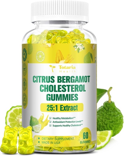 [BRSRAZAQCR5AG33P] 건강한 콜레스테롤을 위한 설탕 자유로운 감귤류 Bergamot Gummies - 모든 자연적인 보충교재 높은 콜레스테롤 지원을 위한 이탈리아 Bergamot 보충교재에서 25:1 추출물 건강한 노화 방지 설탕 자유로운 Vegan