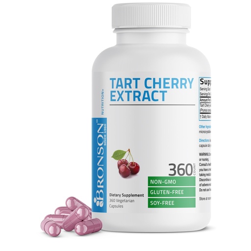 [BRSWGFTQCAFQ22Y4] Bronson Tart Cherry Extract Vegetarian Capsules with Antioxidants and Flavonoids Non-GMO, 360 Count