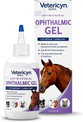 [BRSWIGQQCEJREFDG] Vetericyn Plus Ophthalmic Eye Gel for Horses | Eye Ointment Alternative to Lubricate and Relieve Horse Eye Irritations, Safe for All Animals. 3 ounces