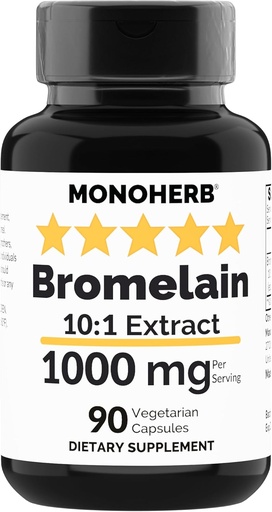 [BRSROGQQDIFWA3LH] MONOHERB Bromelain Extract 1000 mg - 90 Vegetarian Capsules