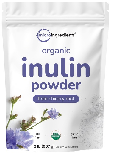 [BRSWGAT2AQBAYETG] Micro Ingredients Organic Inulin Fiber Powder, 2lb | Natural Prebiotic to Support Digestive & Gut Health | Soluble, Easily Digestible | Unflavored, Vegan