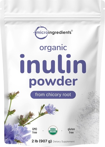 [BRSWGAT2AQBAYETG] Micro Ingredients Organic Inulin Fiber Powder, 2lb | Natural Prebiotic to Support Digestive & Gut Health | Soluble, Easily Digestible | Unflavored, Vegan