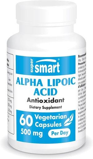 [BRSWIHQZBEBBCHD2] Supersmart - Alpha Lipoic Acid 500mg per Day - High Potency Universal Antioxidant - ALA Supplement | Non-GMO & Gluten Free - 60 Vegetarian Capsules