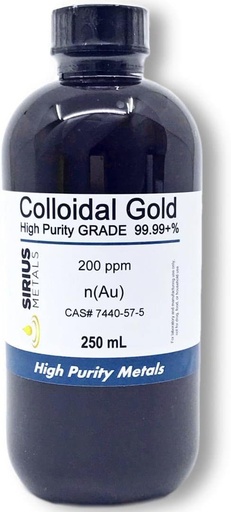 [BRSWKYIPA4EA2CDE] True Colloidal Gold – 200 ppm - 250 mL (8.45 Fl Oz) in Clear BPA-Free Plastic Bottle