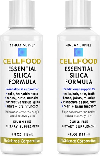 [BRSWIYQPAUOQOET6] Cellfood Essential Silica Anti-Aging Formula, 4 fl oz, 2 Pack - soporta ósos saudables, articulacións, cabelo, pel, Nails, dentes e Gums - fácil de absorb - Gluten Free, Thiaminase Libre, Non-GMO - Oferta de 80 días