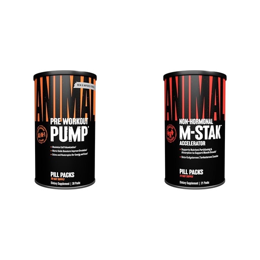 [BRSRAYIFBYNRMA3A] Animal Pump Preworkout (30 Count) M-Stak Muscle Building Stack (21 Count)