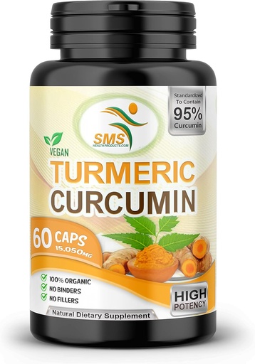 [BRSWGHAHCV5AOA34] Curcumina Turmérica Pura 1000 mg Pepper Negro Extracto 95% CURCUMINOIDS,N GMO, Aumento de la absorción, Gluten Gratis, 500 mg 60 cápsulas vegetales