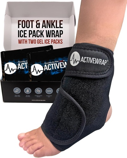 [BRSWIFYGCMFWK2DC] ActiveWrap Foot & Ankle Ice Pack Wrap for Heel, Arch, and Ankle Discomfort, Swelling, Soreness, and Injury Recovery – Reusable Hot & Cold Wrap with Adjustable Compression Straps