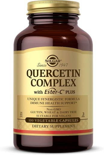 [BRSWIYTYOEDR6C3O] Solgar Quercetin Complex with EsterC Plus Vegetable Capsules Supports Immune Health Antioxidant Gentle on the Stomach Vitamin C NonGMO Vegan Gluten Free Dairy Free 50 Servings, Standard Packaging, 100 Count