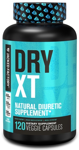[BRSWYYD5PIIB423J] Jacked Factory Dry-XT Diuretic Water Pills - Natural Supplement | Reduces Water Retention & Bloating | Dandelion Root Extract, Potassium, 7 More Powerful Ingredients - 120 Veggie Capsules