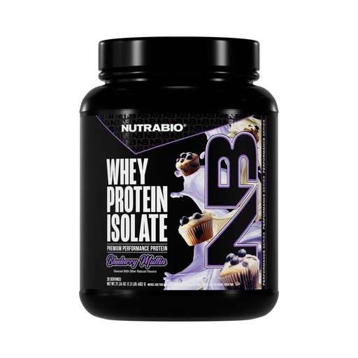 [BRSWGHAPOFYQOHLB] NutraBio 100% Whey Protein Isolate Protein Powder, 25g Protein with Complete Amino Acid Profile, Non-GMO, Soy & Gluten Free, Low Carb, Low Calorie Whey Protein Powder, Blueberry Muffin, 20 Servings