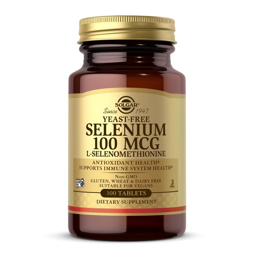 [BRSWIFT2BMOA43A7] Solgar Yeast-Free Selenium 100 mcg - 100 Tablets - Supports Antioxidant & Immune System Health - Non-GMO, Gluten Free, Dairy Free, Kosher - 100 Servings