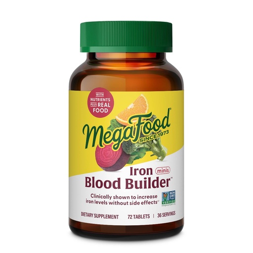 [BRSWY2YBAQCGAD37] MegaFood Blood Builder Iron Supplement for Women & Men - Increase Iron Levels Without Side Effects - Combats Fatigue - Vitamin B12, Folic Acid & Vitamin C - Vegan - 72 Mini Tablets (36 Servings)